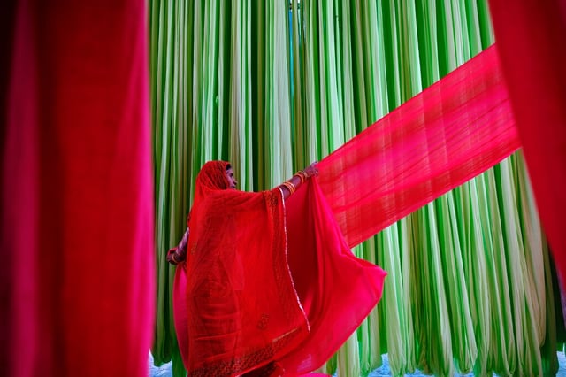 Woman working in a textile company
